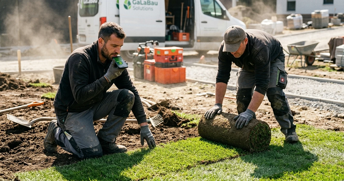 Squadra di giardinieri al lavoro su uno spazio verde